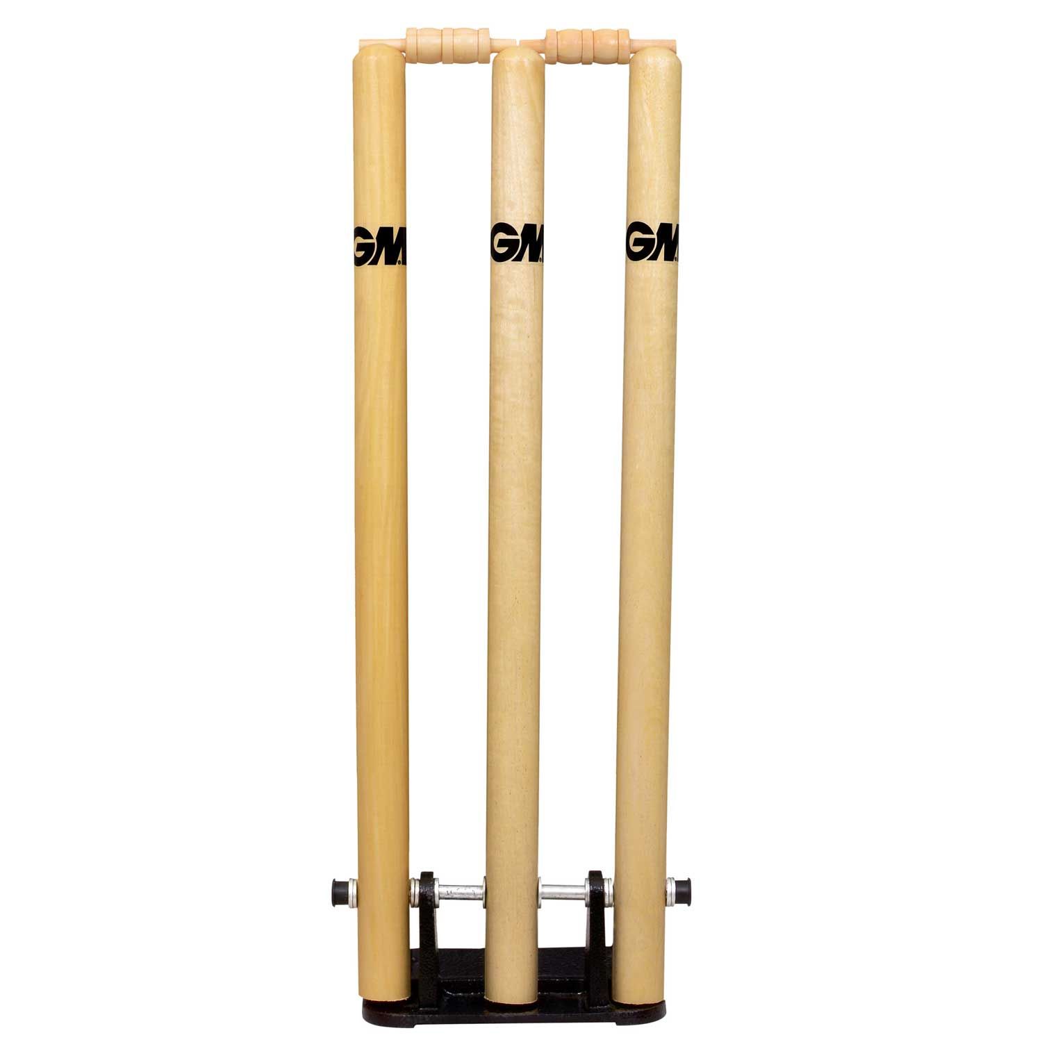 Spring Cricket Stumps Set of 3 Stumps & 2 Bails (With Iron Base)